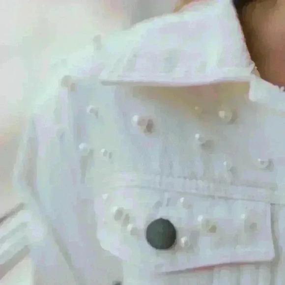 Untamed Petals Pearl Posy White Denim Jacket For Mrs. - Picture 4 of 14